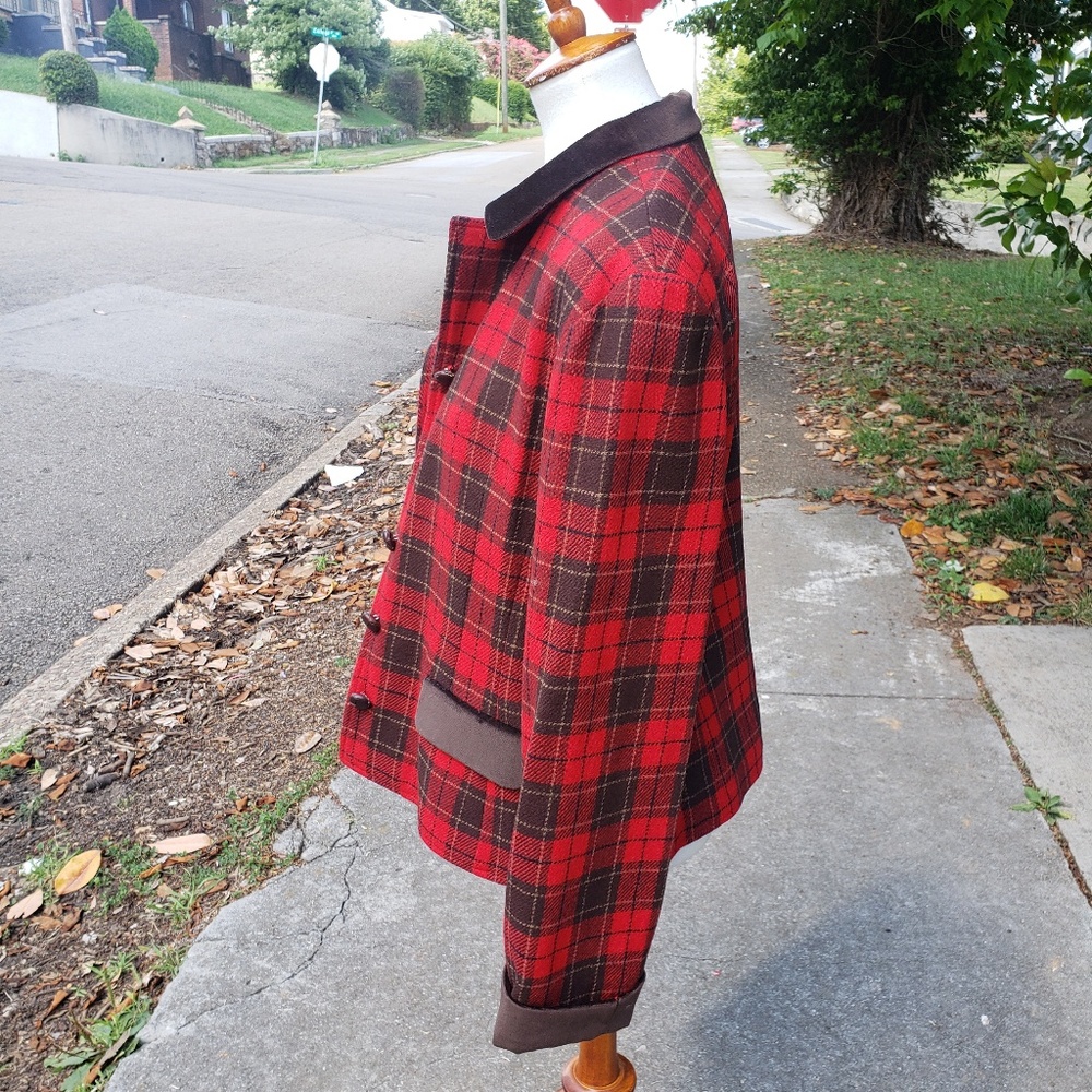 SOLD Vintage 90s Wool Blend Plaid Lizsports Jacket - Picture 5 of 7